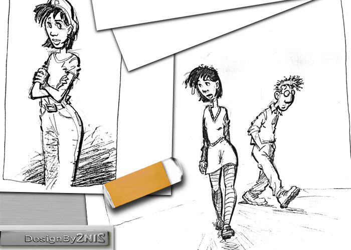 Illustrations de bande dessin&eacute;e et une gomme