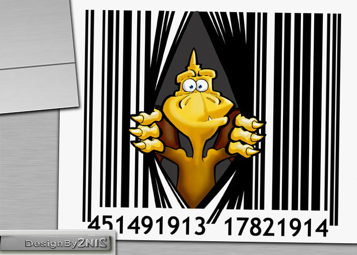 Dessin de dragon sympa ecarte un code barre