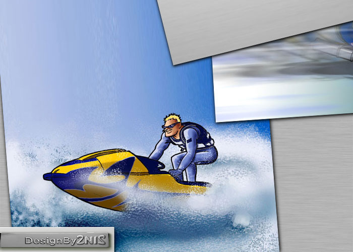 Dessin de  pilote de jet-ski Alstare prend la vague