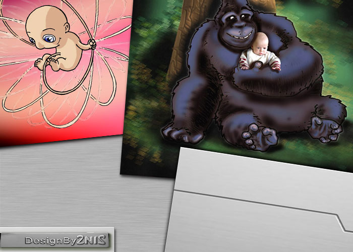 Dessin d'un gorille qui tient un b&eacute;b&eacute;