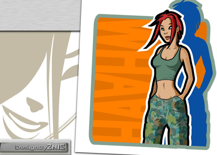 Fille B.D. pour carte postale