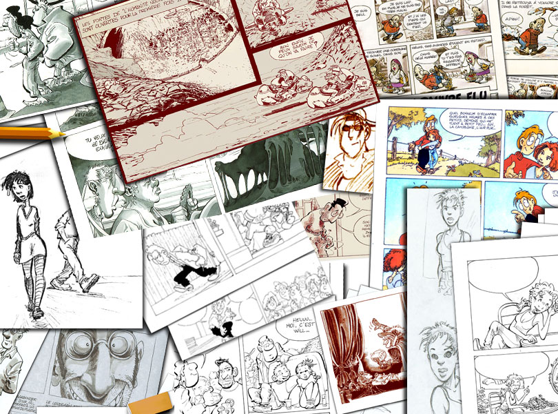 Diverses pages de bande dessin&eacute;es et dessins